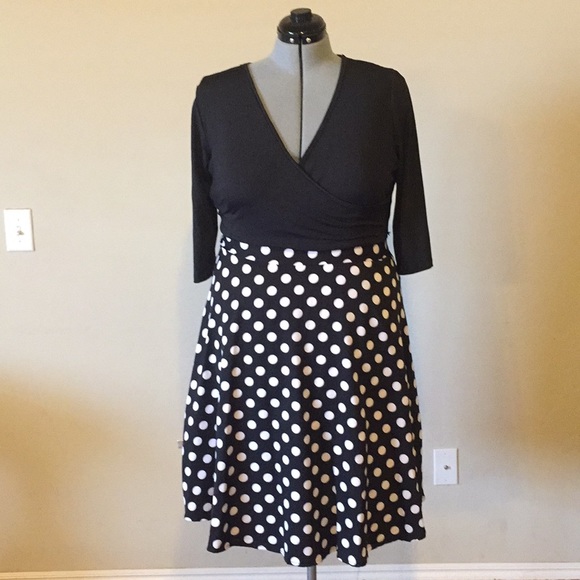 none Dresses & Skirts - Vintage black and polka dot dress sz 16
